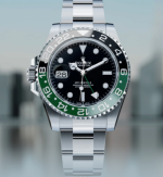 2022 New Left-Handed Rolex GMT Master II Sprite Replica Watch Black Dial Green Black Bezel